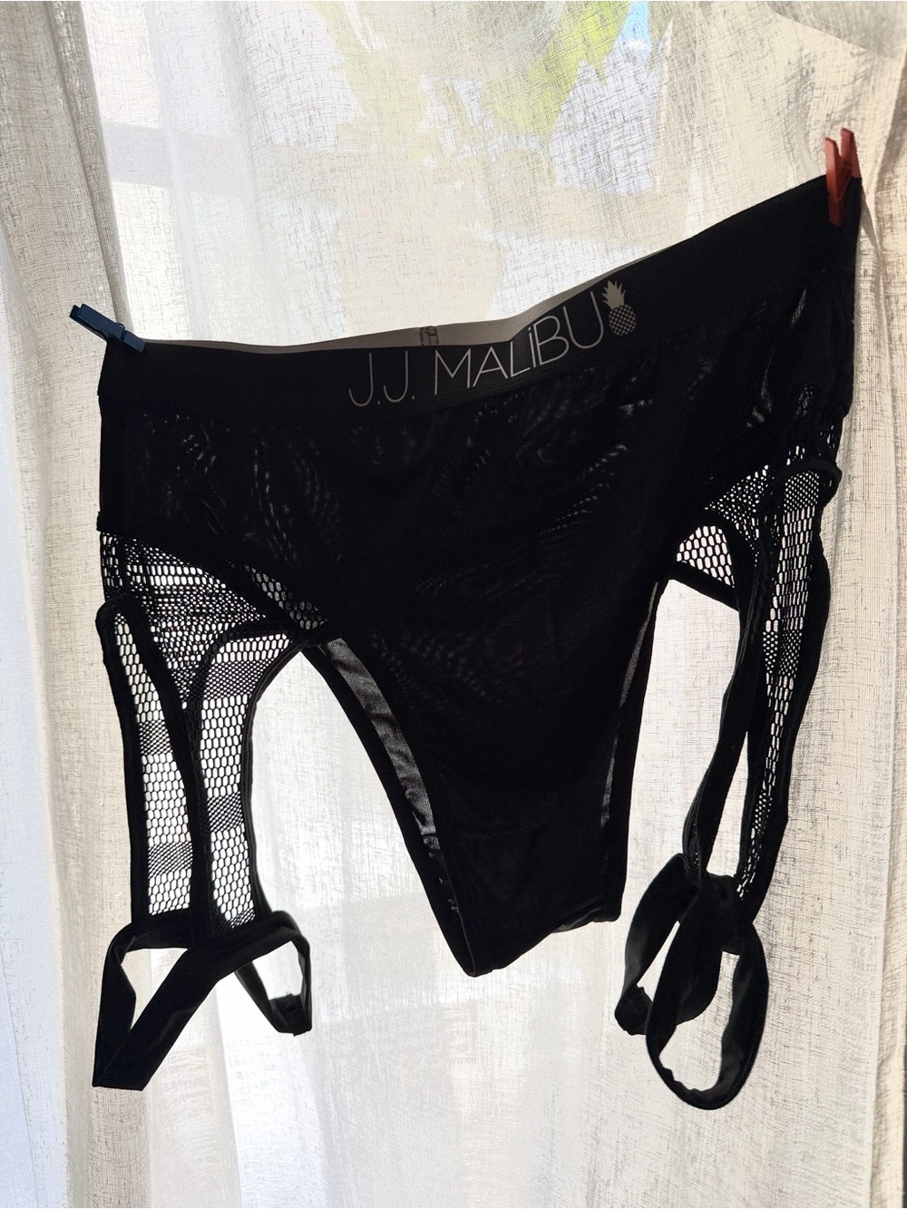 Men’s High-Waisted Mesh Black Garter Briefs Size Medium